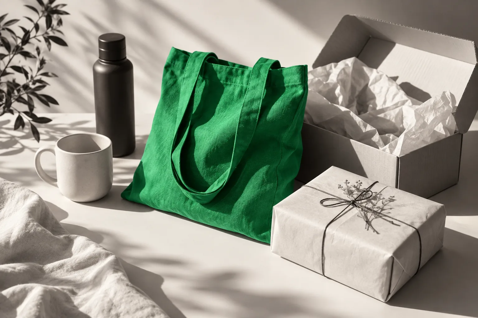 Illustration : une collection de produits et leurs emballages